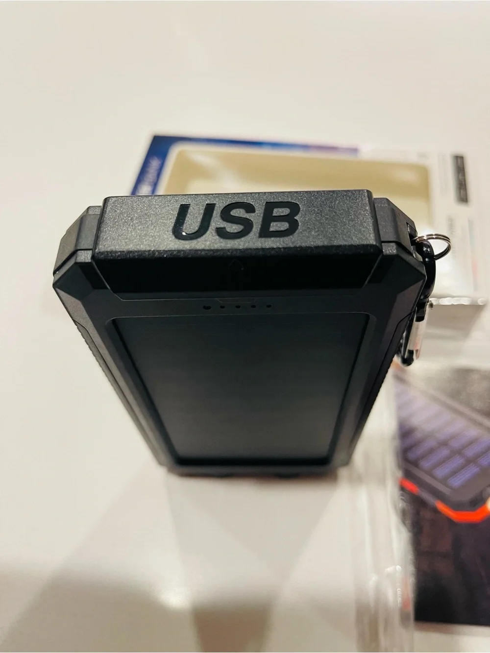 Black Solar Power Bank 20000mAh - USB Backup Portable Charger